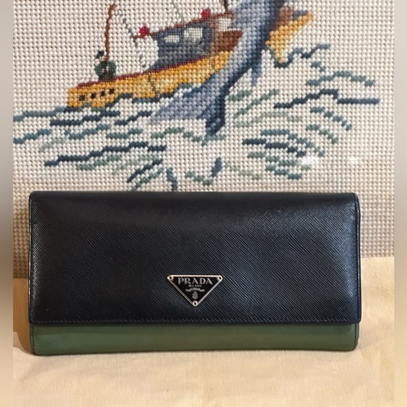 Prada Handbags - Prada Saffiano Bicolor Bifold Long Wallet
